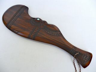 Maori Mere Patu Wahaika - Carved Wood 380mm - By Terewa Kerekere