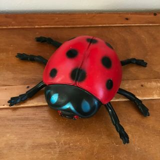 Huge Rubbery Plastic Black & Red Ladybug Insect – 4 Inches High X 7 X 8.  5 Inches