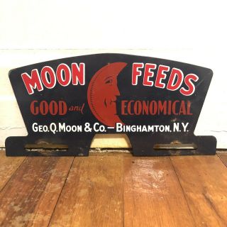 Vintage Moon Feeds Good And Economical Metal License Plate Topper Sign