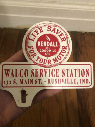 Vintage Walco Service Station Kendal Motor Oil Metal License Plate Topper Sign 2