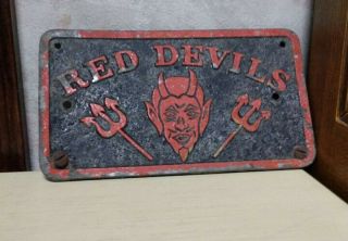 Vintage Cast Metal Red Devils License Plate