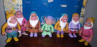 1992 Mattel Disney Snow White And The Seven Dwarfs Set Of 7 Dwarfs Poseable