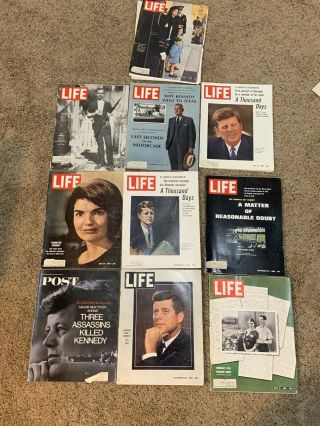 Jfk Assassination,  Life And Post Magazines (10) All In Great Shape Vintage