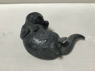 Sweet Collectible Floating Sea Otter Sculpture Hand Carved Soapstone Canada