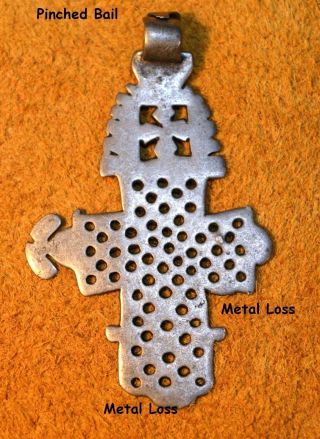 Rustic Antique Ethiopian Orthodox Christian Cross Silver Pendant Ethiopia Africa