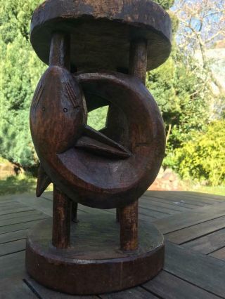 Vintage African Tribal Art Carved Wood Stool Stand