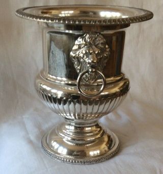 Vintage Crescent Silver Plated Champagne/wine Ice Bucket Lion Head Handles