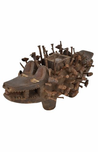 Yombe Figure Nkisi Kozo Two Headed Dog With Nails African Art Was $210.  00