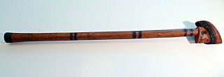 Antique African War Club Wood Carved Measures 20 1/2 Inches Long Pre 1915