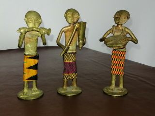 Mid 20th Century African Benin Style Trio Of Musicians.