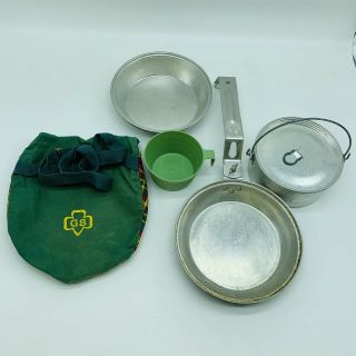 Vintage 1970’s Girl Scout Mess Kit With Duck Carrying Bag