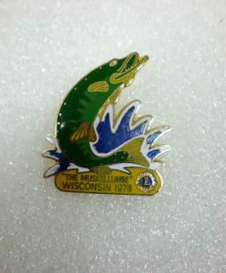 1978 Lions Club Pin Muskellunge Fish Wisconsin