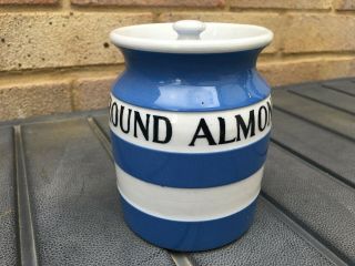 Rare Vintage T G Green Cornishware Ground Almonds Storage Jar
