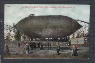 Usa 1900s Dr Beach’s Airship First Flight Jamestown Exposition Postcard