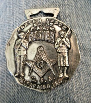 Vintage Porter Lodge No 137 Valparaiso Indiana F & Am Brother In Distress Fob