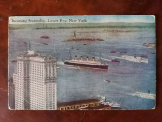 White Star Line Olympic Arrives At York Maiden Voyage 1911 Postcard