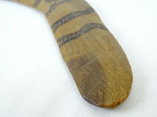 Early Australian Aboriginal Adzed mulga Wood Pokerwork Boomerang NT Australia 2