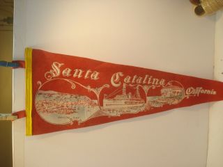Vintage 25 " Santa Catalina Island California Red Felt Souvenir Pennant