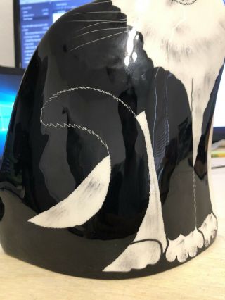 Tuxedo Black & White Ceramic Cat Vase by Nina Lyman Ceramic 11 X 9 X 5 