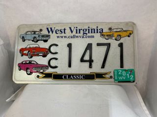 West Virginia Classic Car License Plate With Expired 2012 Sticker Gc
