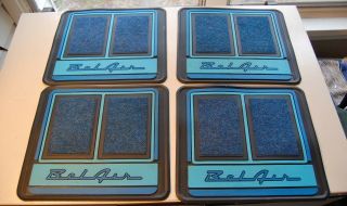 Chevrolet Chevy Bel Air Floormat Set 4 Carpet/ Vinyl 2 Tone Blue 15 " X 13 "