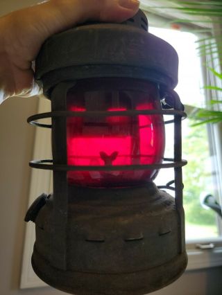 Embury Luck - E - Lite No.  25 York Central Railroad Red Train Lantern With Name