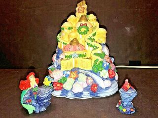Disney Princess Ariel Little Mermaid Castle Light Up Porcelain Village Set