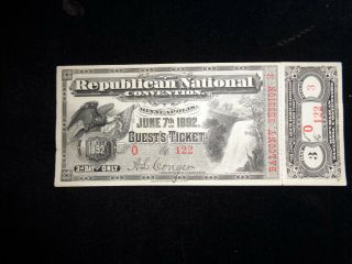 1892 Republican National Convention Complete Guest Ticket