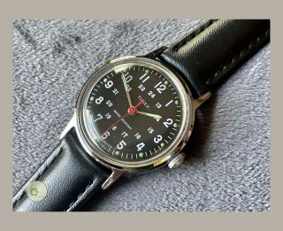 Popular Vintage Military Type Watch Timex Sprite Gb 1970 M24 Recent Service