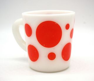 Vintage Mid - Century Modern Atomic Orange Polka Dots Hazel Atlas Coffee Mug