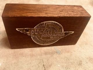 Rare Vintage Brass Ducati Winged D/laurel Wreath Badge On Hardwood Plaque