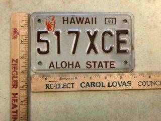 Antique Vintage Hawaii 1981 Collectible Motorcycle License Plate
