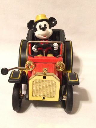 Mickey Mouse Wind - Up Lever Car 1981 Masudaya Japanese Vintage Toy Made In Japan