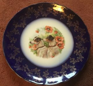 Early Flow Blue Wilkinson Plate With Jack Russell Illustration