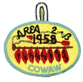 1958 Area 2 - B Conclave Patch Cowaw Boy Scout Bsa Oa