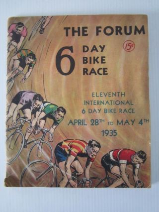 Vintage/antique 1935 Montreal Forum 6 Day Bike Race Program Bicycle Autographed