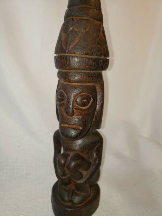 Vintage Guinea Wood Statue Squatting Ancestor Hand Carved Asmat Tribal