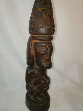 Vintage Guinea Wood Statue Squatting ancestor hand carved Asmat tribal 2