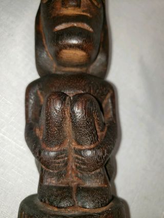 Vintage Guinea Wood Statue Squatting ancestor hand carved Asmat tribal 3