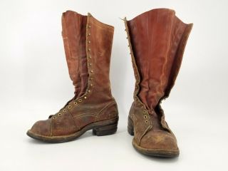 Vintage Wesco 15 " Brown Leather Lineman Boots Mens 10d