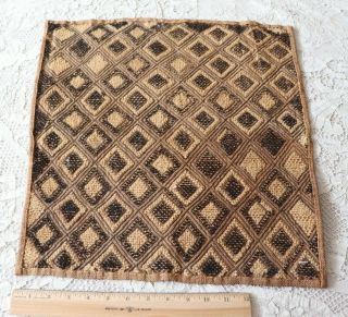 Antique African (congo) Tribal Kuba Cloth Fabric Handwoven Ethnic Design 18 " X17 "