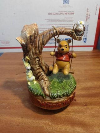 Vintage Disney Winnie The Pooh On Swing Music Box Made In Japan