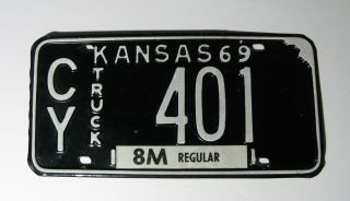 1969 Clay County Kansas 8m Truck License Plate Cy - 401 Chevy Ford Mancave