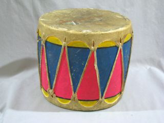 Old Native American Painted Drum - Mexico - Taos