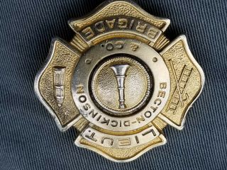 Vintage B - D Becton Dickinson & Co.  Factory Fire Department Badge Lieutenant