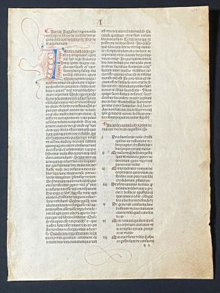 Rare Incunabula Leaf Commentary On St.  Augustine 