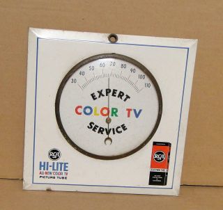 Vintage Rca Hi - Lite Picture Tube Color Tv Repair Advertising Thermometer