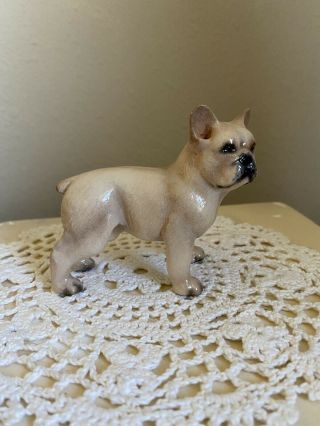 Ron Hevener Buff Tan French Bull Dog Handmade Figurine Figurine Signed