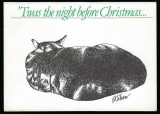 Nos Vtg 1978 B.  Kliban Cat Twas The Night Before Christmas Blank Greeting Card