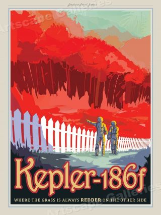 “kepler - 186f” Retro Style Exoplanet Exploration Nasa Travel Poster - 24x32